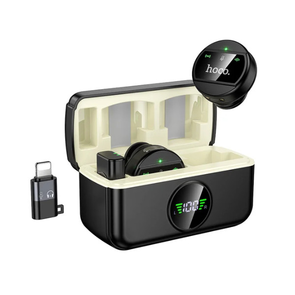 Мікрофон безпровідний Hoco L22 Bright, Type-C/Lightning, Black - 2