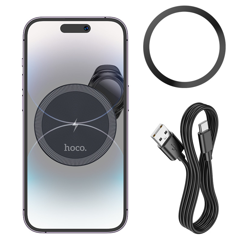 Автотримач Hoco HW6, Wireless Charging MagSafe, 15W, Dark Gray - 11
