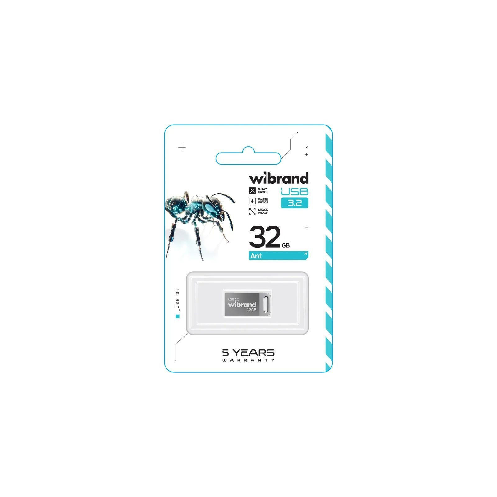 Флешка Wibrand Ant, USB 3.2 Gen 1, 32GB, Silver - 1