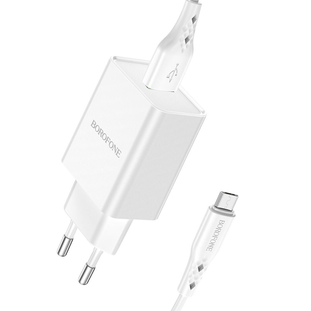 Мережевий зарядний пристрій Borofone BN5, Cable Micro, PD 18W, QC 3.0, White - 3