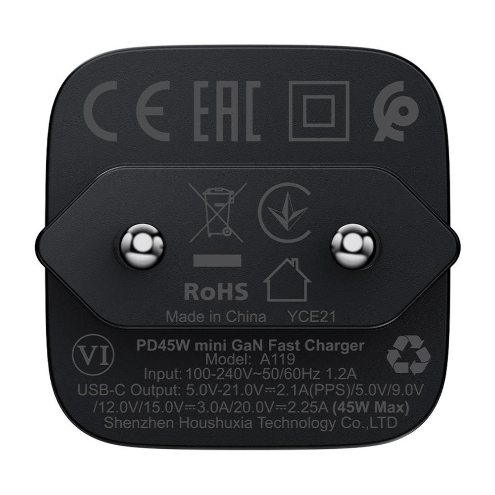 Мережевий зарядний пристрій Acefast A119, PD 45W, mini GaN, Black - 5