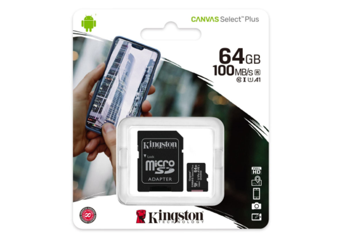 Карта пам'яті Kingston Canvas Select Plus 64Gb microSDXC (UHS-1) class 10 А1 (R-100MB/s) adapter SD - 3