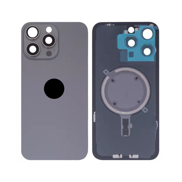 Задня кришка для iPhone 15 Pro Max, зі склом камери, Original PRC, Natural Titanium - 1