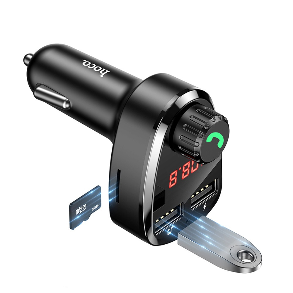 FM-модулятор Hoco DE24, 2 USB, Black - 4