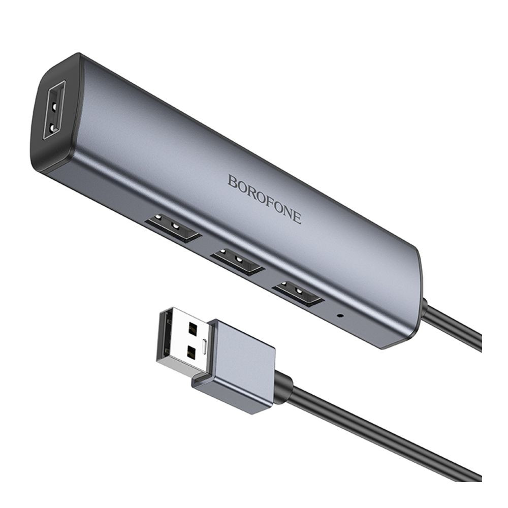 USB-хаб Borofone DH12, 4 in 1, USB-A to 4xUSB 3.0, 1.2m, Gray - 6