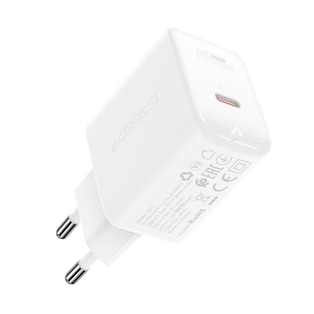 Мережевий зарядний пристрій ACEFAST A21 30W GaN single USB-C charger White - 2