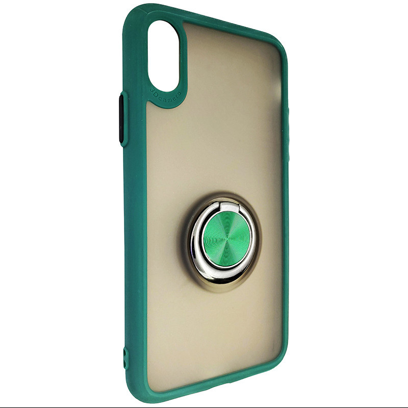 Чохол Totu Copy Ring Case iPhone XR Green+Black - 1