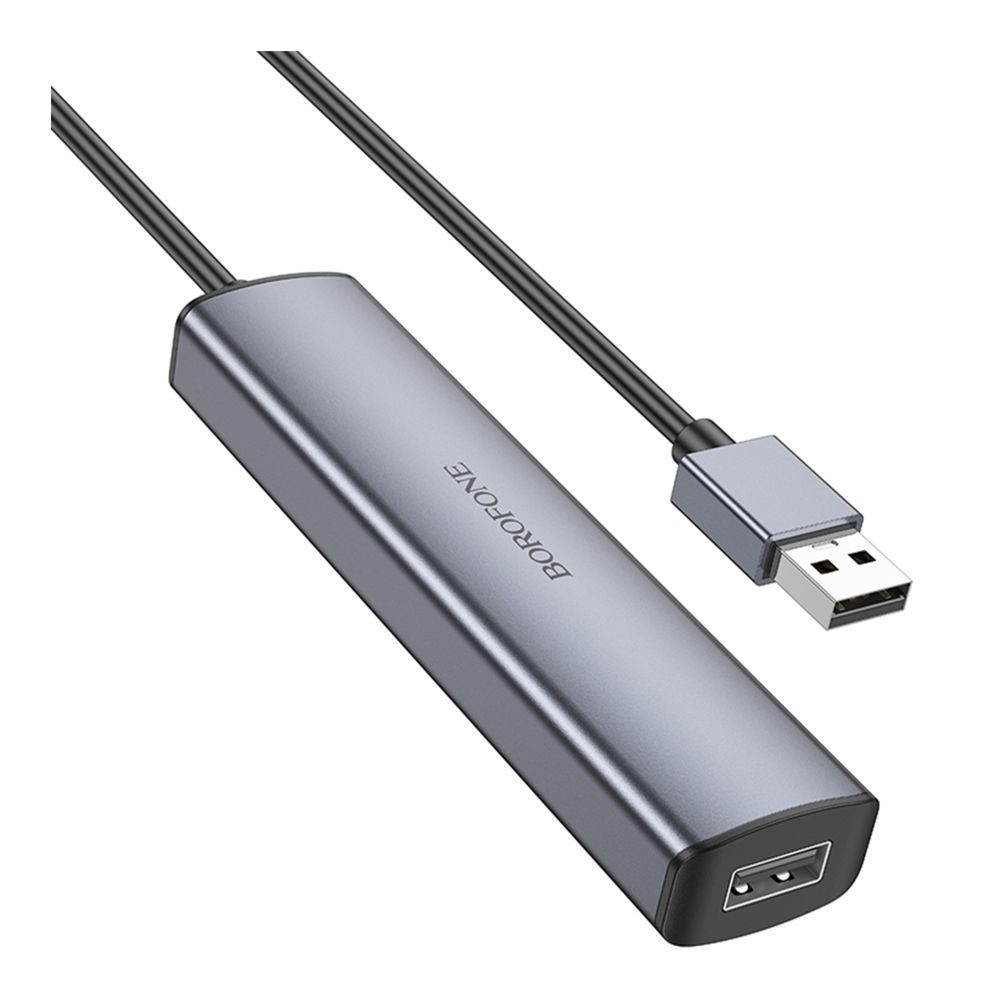 USB-хаб Borofone DH12, 4 in 1, USB-A to 4xUSB 3.0, 1.2m, Gray - 4