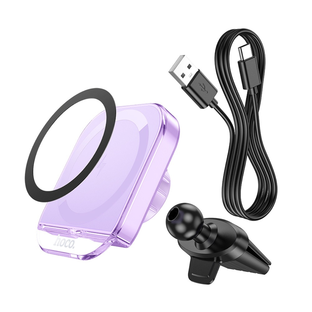 Автотримач Hoco HW17, Wireless Charging MagSafe, 15W, Purple - 8