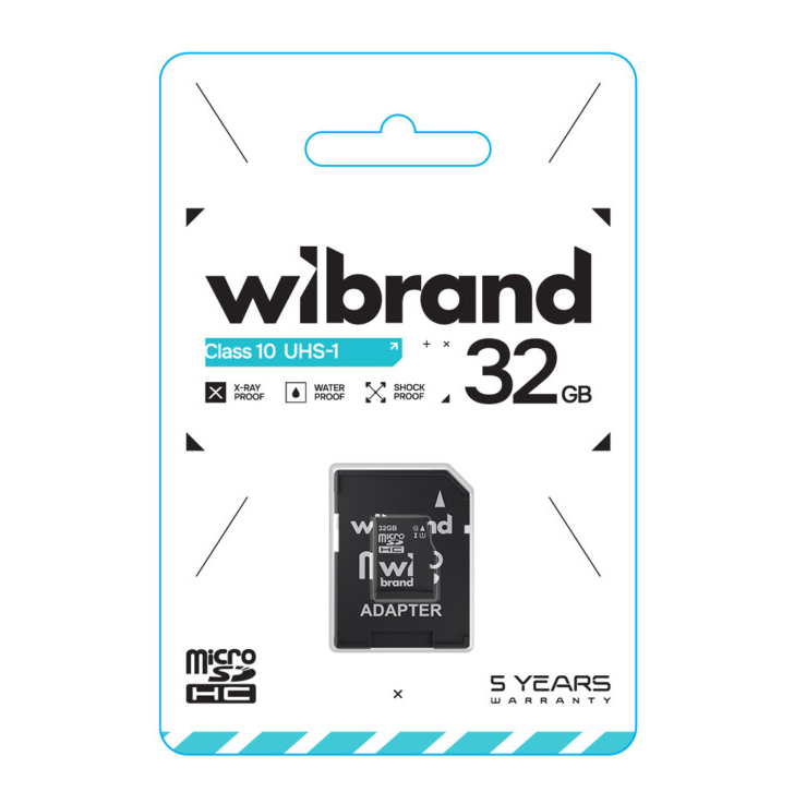 Карта пам'яті Wibrand 32Gb, micro SDHC UHS-1, class 10, adapter SD - 1