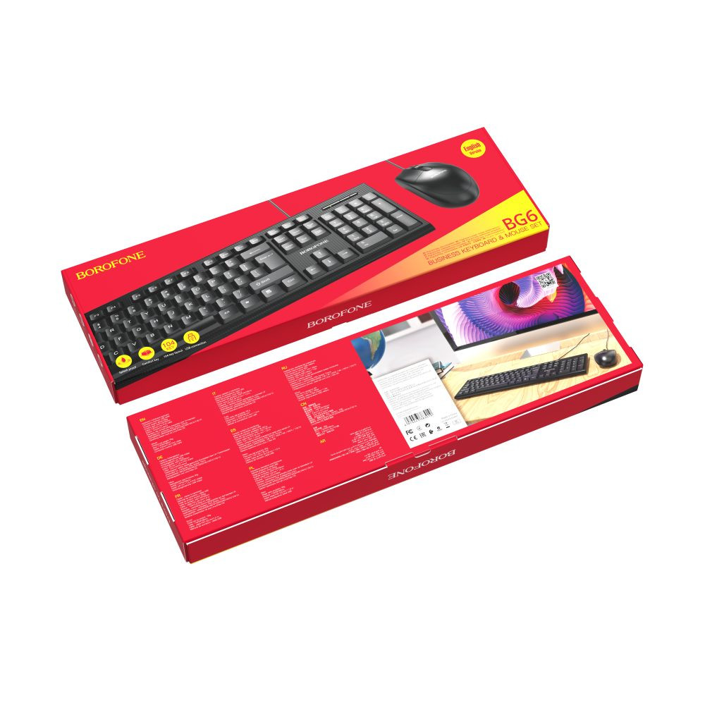 Провідна клавіатура і миша Borofone BG6, Black - 6