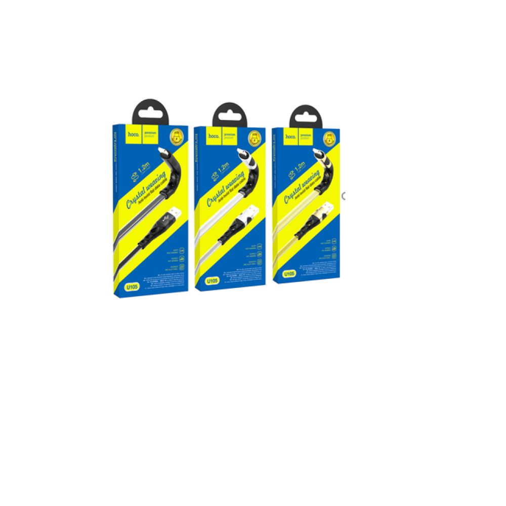 Кабель Hoco U105, Lightning, 1.2m, 2.4A, Gray - 10