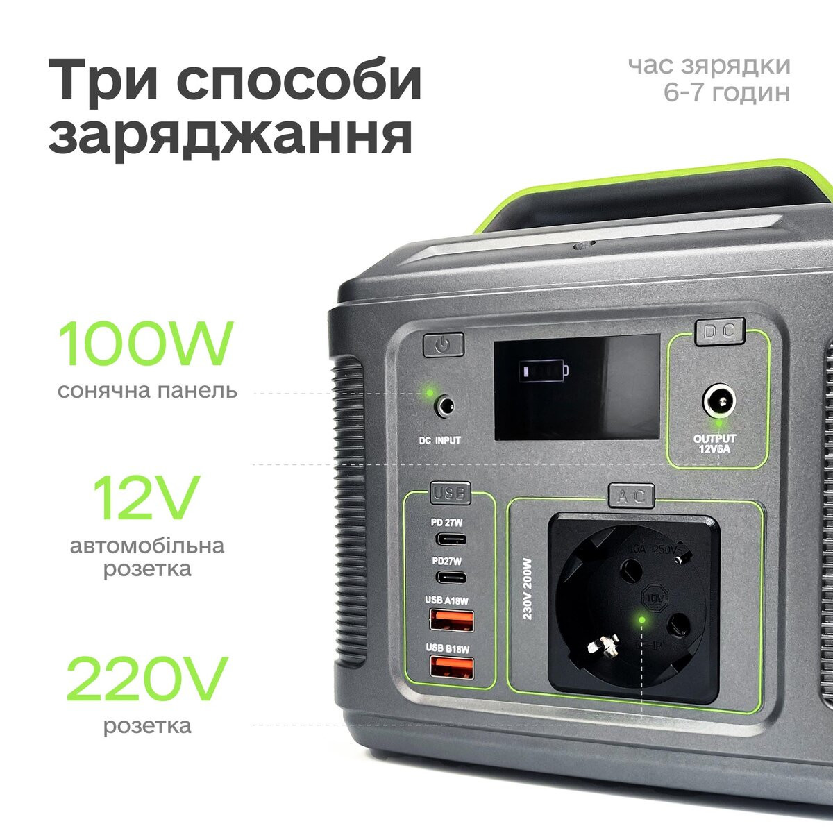 Портативна зарядна станція Junlee P-200, 200W, 185Wh, Gray - 10