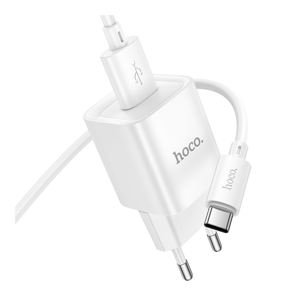 Мережевий зарядний пристрій Hoco C145A, Cable Type-C, QC 3.0 18W, White - 6