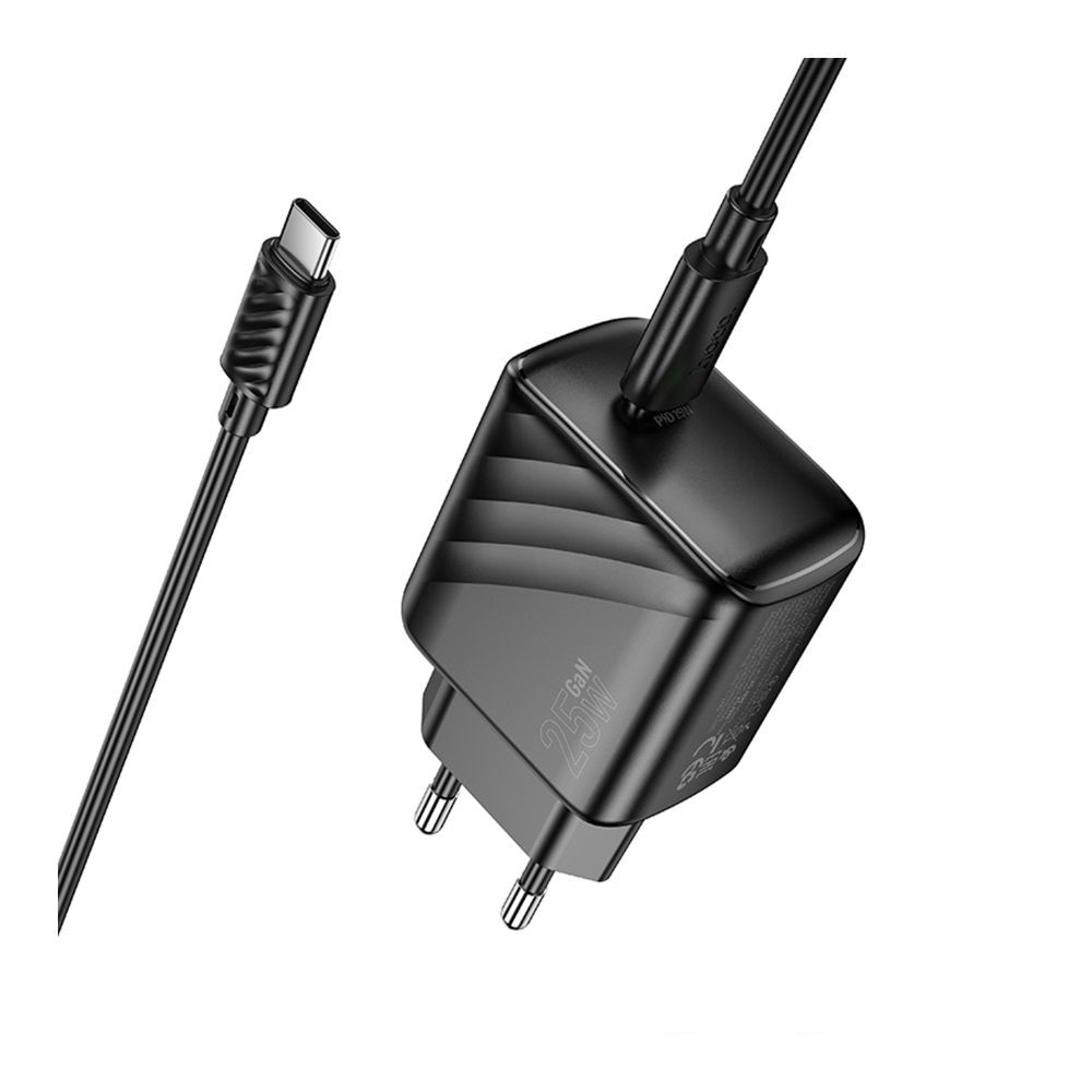 Мережевий зарядний пристрій Hoco CS24A, Cable Type-C to Type-C, 25W, Black - 4