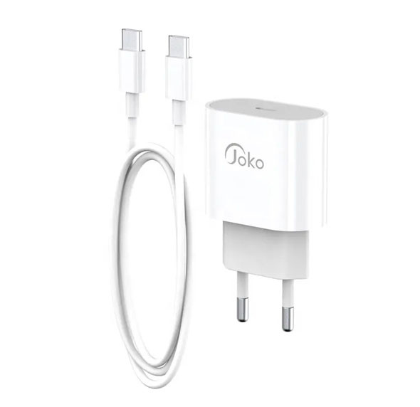 Мережевий зарядний пристрій Joko JK78, Cable Type-C to Type-C, PD, 20W, White - 1