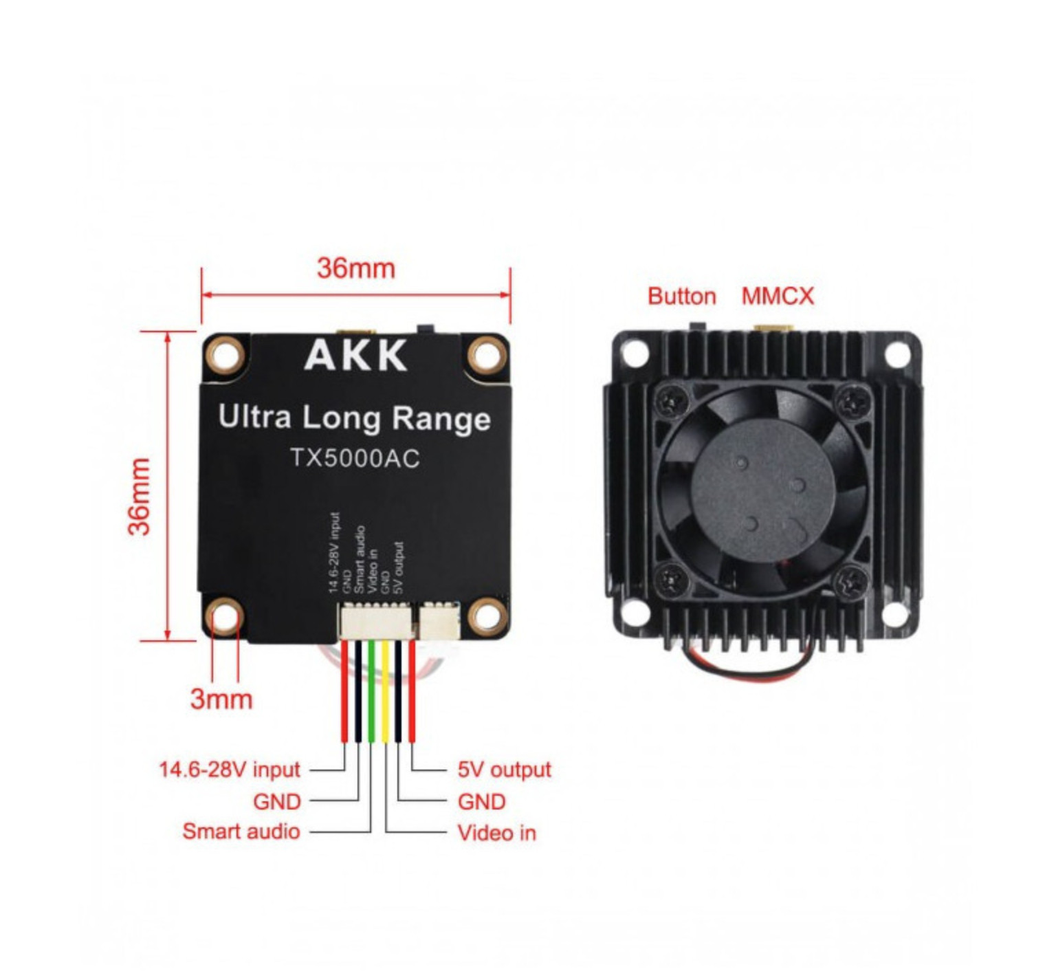 Відеопередавач VTX AKK Ultra Long Range, 5W, 25/200/500/1000/3000/5000 mW, 4900-6000 MHz, 96 Ch - 2