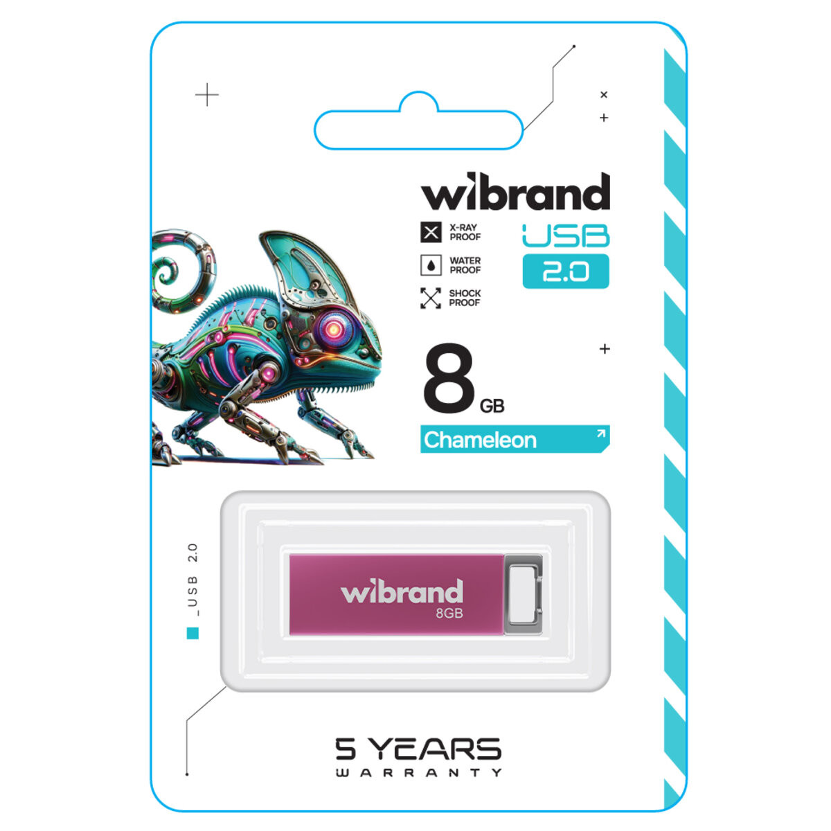 Флешка Wibrand USB 2.0 Chameleon 8Gb Pink - 2