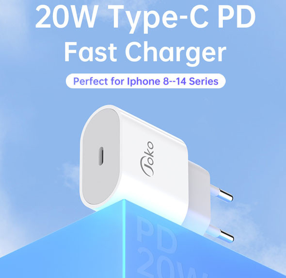 Мережевий зарядний пристрій Joko JK78, Cable Type-C to Type-C, PD, 20W, White - 2