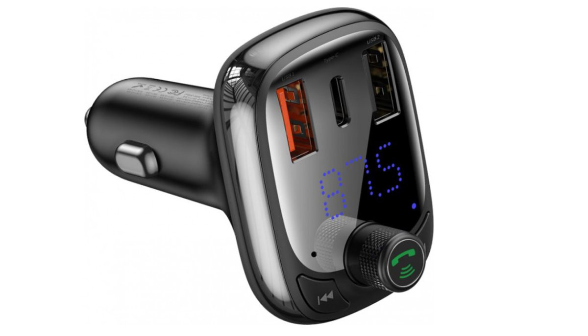 АЗП з FM-модулятором Baseus T typed S-13 Bluetooth MP3 car charger Black - 2