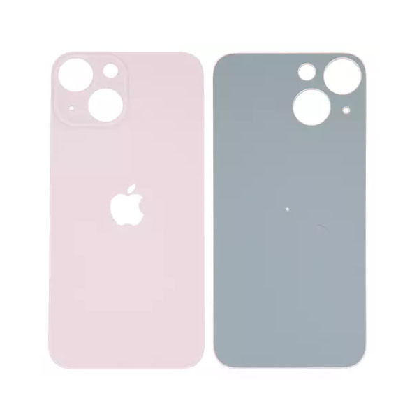 Задня панель корпуса для iPhone 13 mini, рожева, не потрібно знімати скло камери, big hole - 1