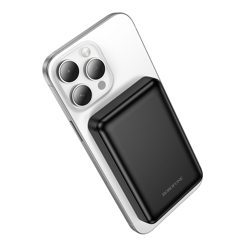 Універсальна мобільна батарея Borofone BJ82, 5000mAh, Magnet Wireless Charge, Black - 5