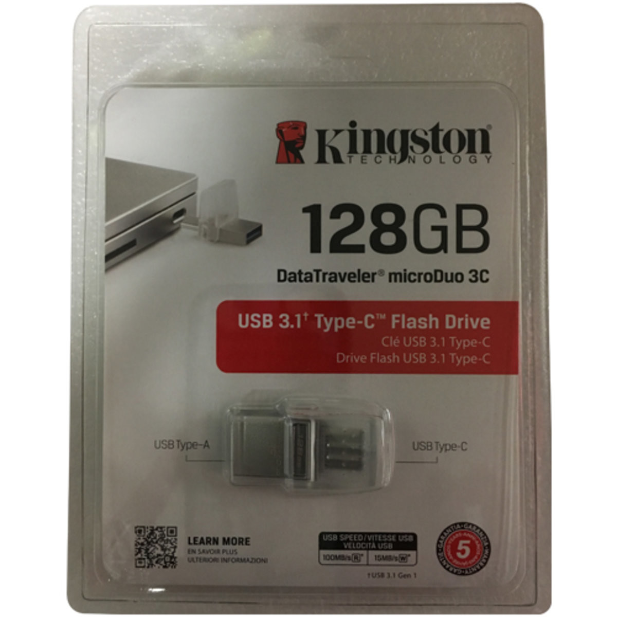 Флешка Kingston USB 3.0 DT MicroDuo 3C 128GB USB3.1/Type-C metal - 2