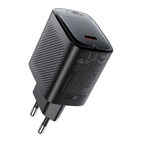 Мережевий зарядний пристрій Acefast A112, PD 45W, GaN, Black - 1