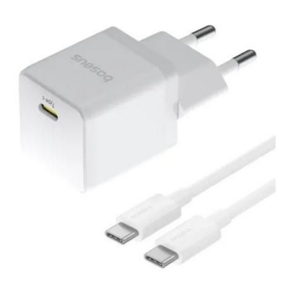 Мережевий зарядний пристрій Baseus Palm Fast Charger, Cable Type-C to Type-C, PD 20W, Moon White - 1