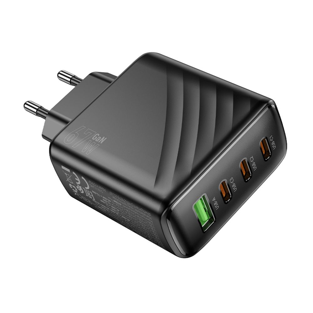 Мережевий зарядний пристрій Hoco CS27A, 3xType-C, 1xUSB-A, PD 67W, QC 3.0, Black - 11