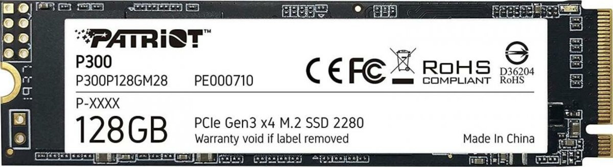 SSD-накопичувач M.2 Patriot P300, 128 GB, NVMe 2280 PCIe 3.0 3D TLC - 1