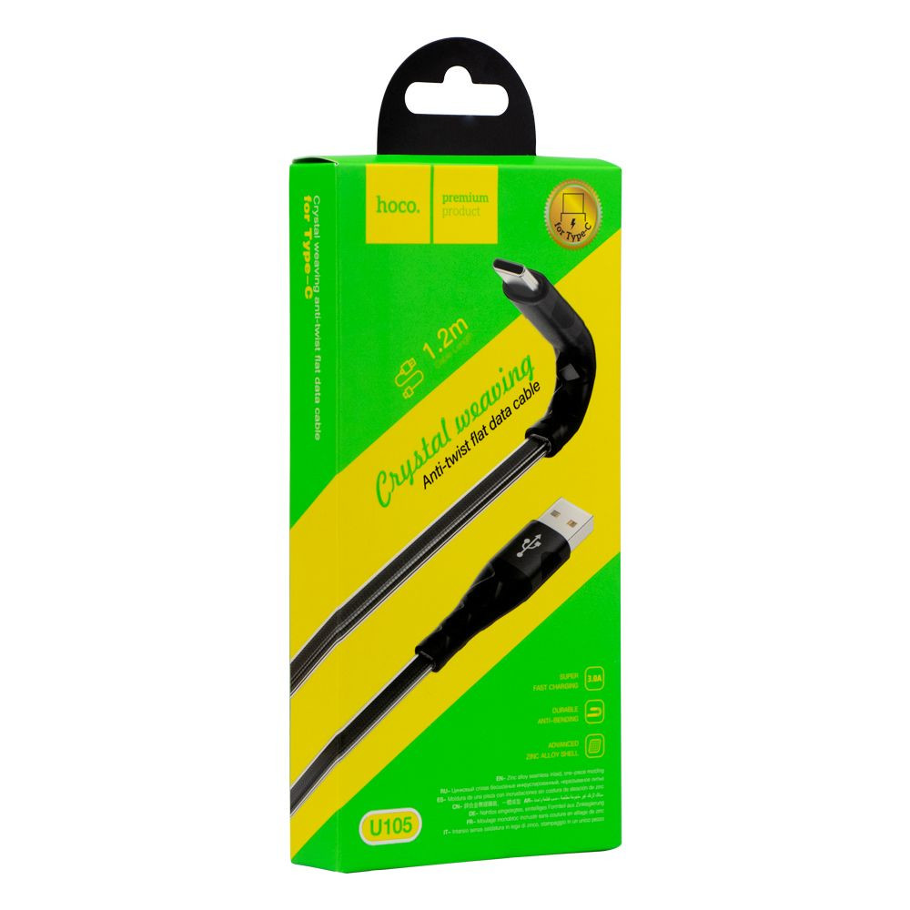 Кабель Hoco U105, Type-C, 1.2m, 3A, Black - 9