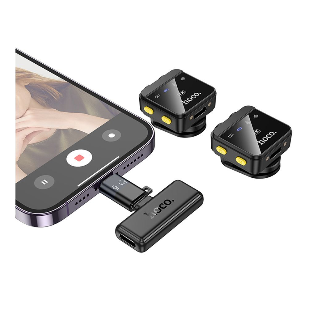 Мікрофон безпровідний Hoco L17, Type-C/Lightning, Dual-mic, Black - 5