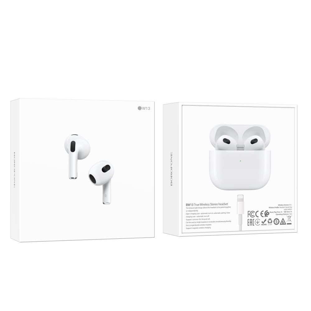 Безпровідна гарнітура Borofone BW13 White - 6
