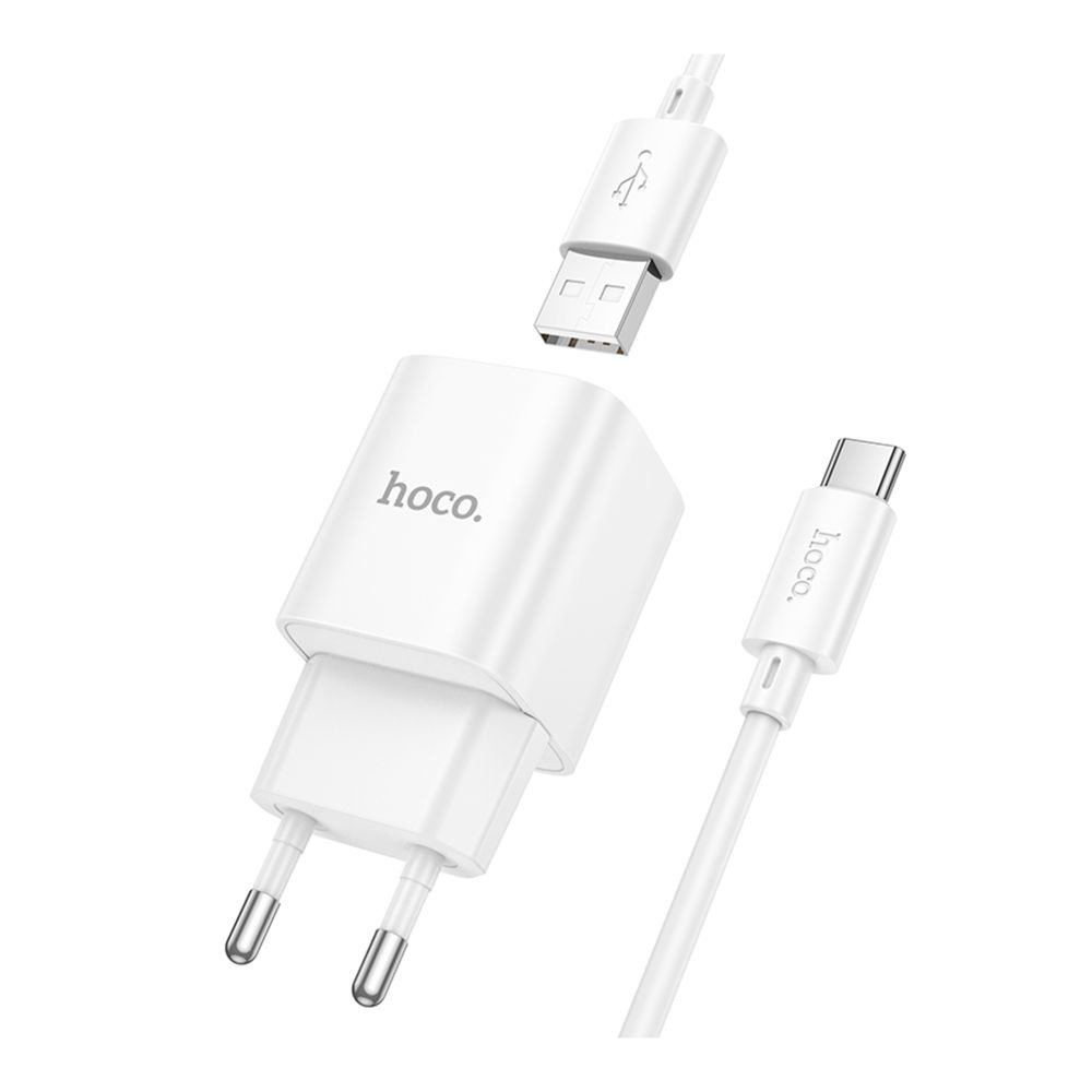 Мережевий зарядний пристрій Hoco C145A, Cable Type-C, QC 3.0 18W, White - 10