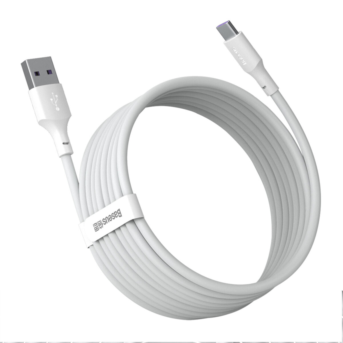 Кабель Baseus Simple Wisdom Data Cable Kit Type-C 5A (2PCS/Set）1.5m White - 1