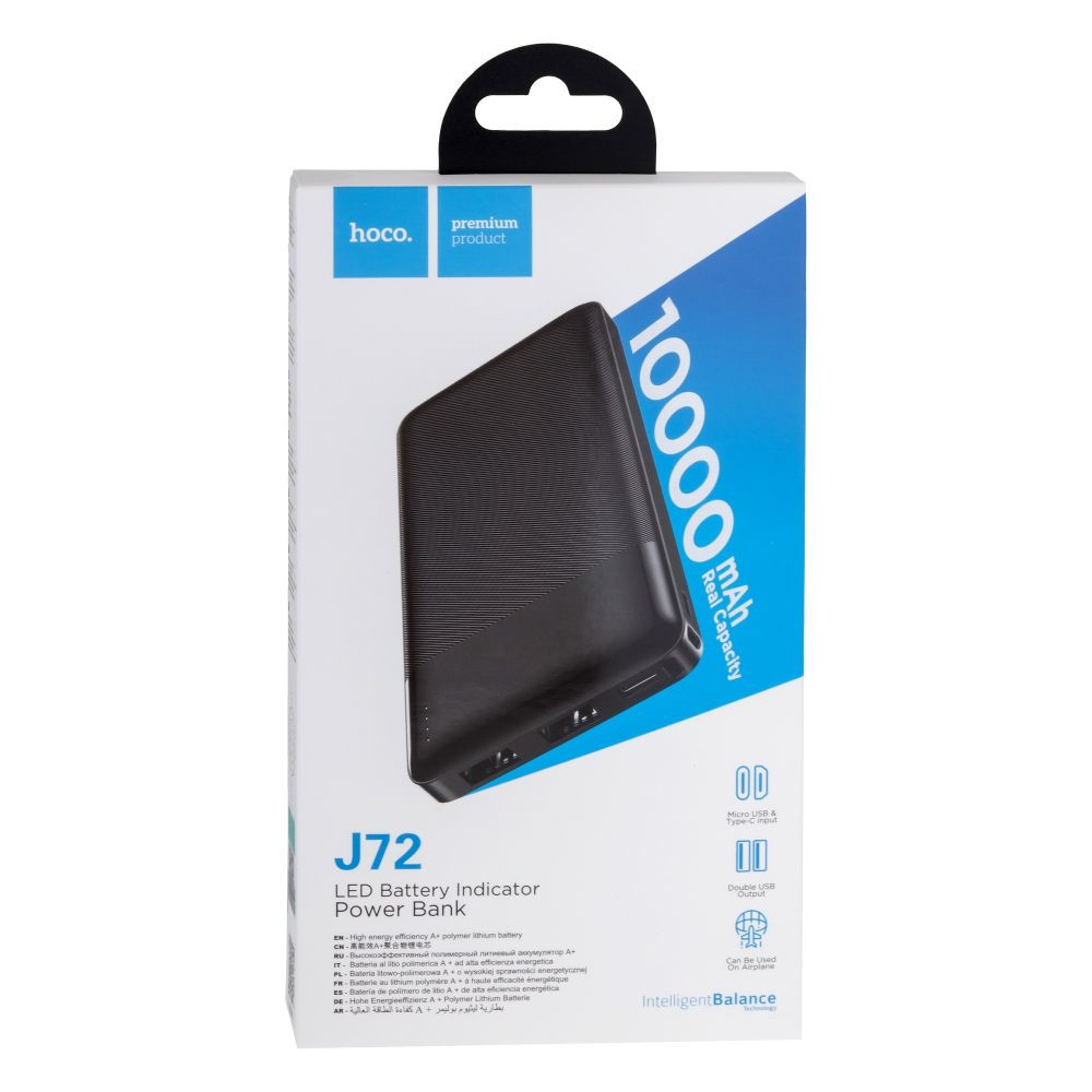 Універсальна мобільна батарея Hoco J72 Easy, 10000 mAh Black - 1