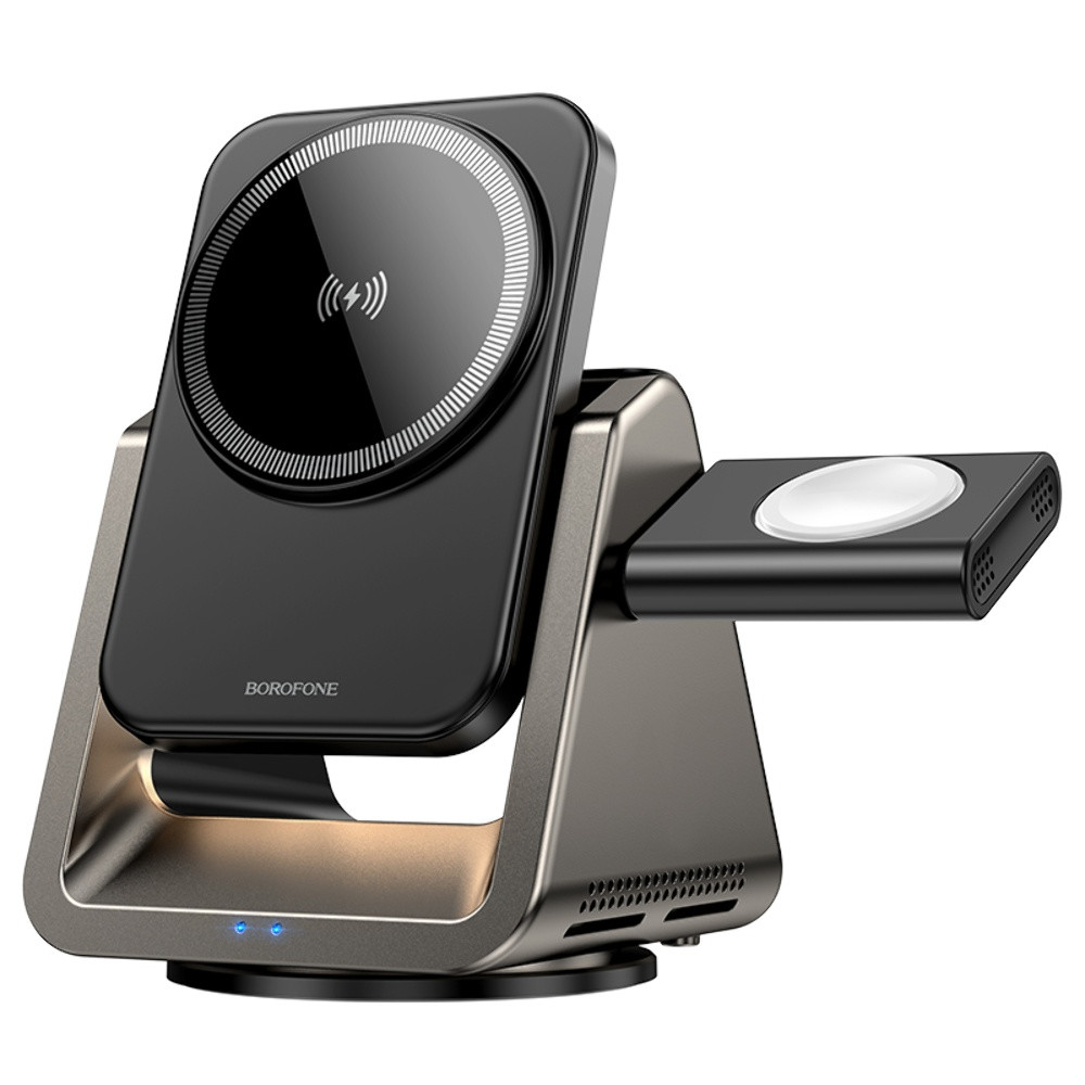 Безпровідний зарядний пристрій Borofone BQ30, 3 in 1, Metal Gray - 1