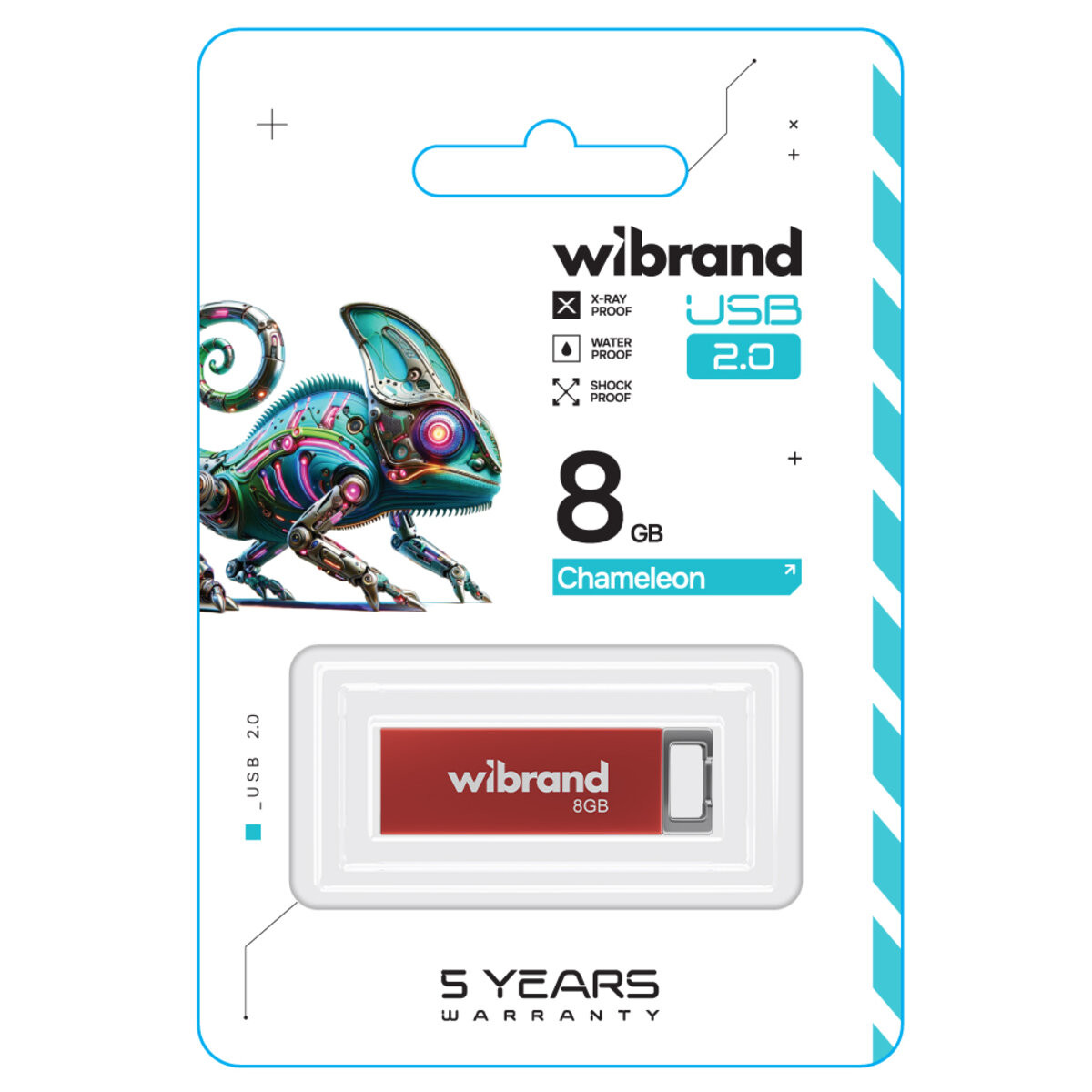 Флешка Wibrand USB 2.0 Chameleon 8Gb Red - 2