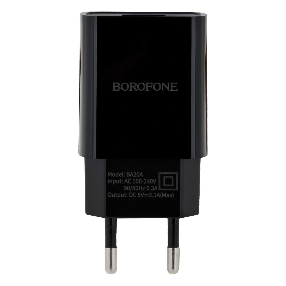 Мережевий Зарядний Пристрій Borofone BA20A, Cable Type-C, 2.1A, Black - 2