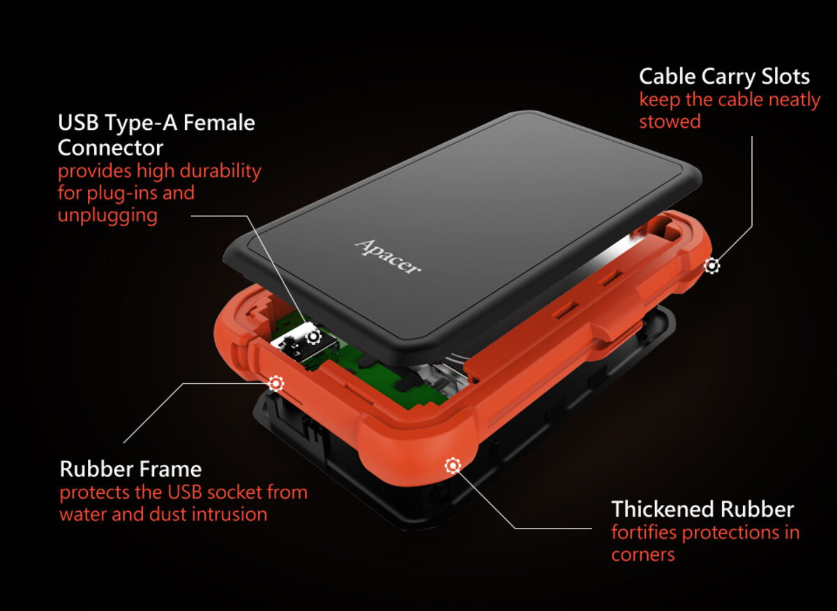 PHD External 2.5'' Apacer USB 3.1 AC630 2TB Orange (color box) - 3