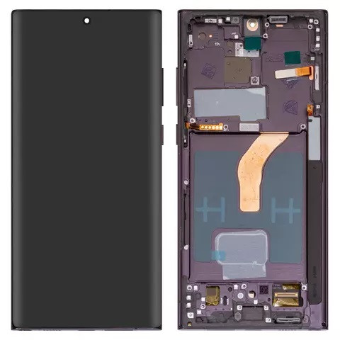 Дисплейний модуль для Samsung S908B Galaxy S22 Ultra 5G, з рамкою, High Copy, OLED, Purpule - 1