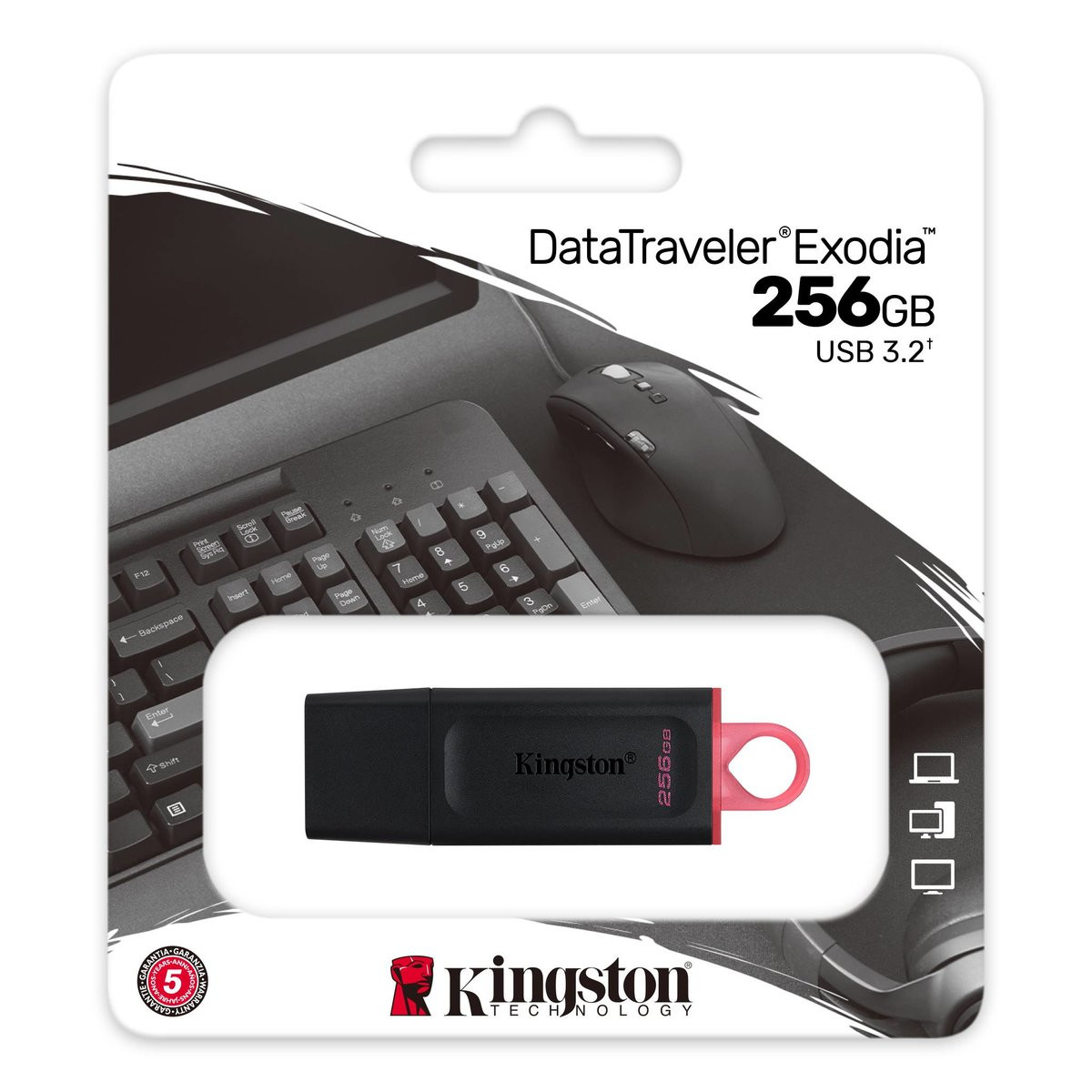 Флешка Kingston DT Exodia, USB 3.2, 256GB, Black-Pink - 1
