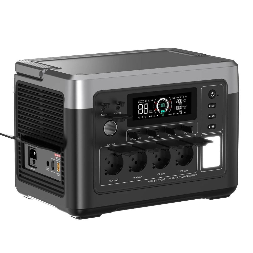 Портативна зарядна станція P1000E PLUS, 1800W, 1024Wh LiFePO4, Black - 4