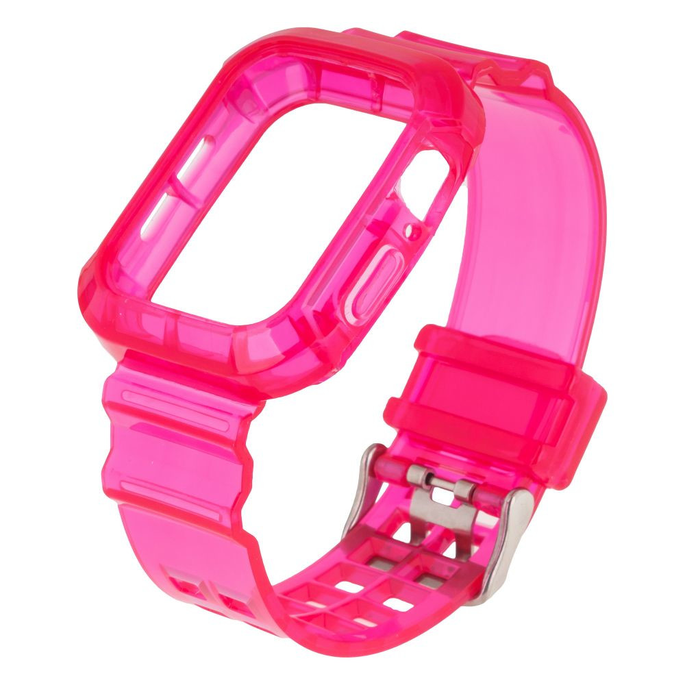Ремінець для Apple Watch (42-44mm) Color Transparent + Protect Case Hot pink - 1