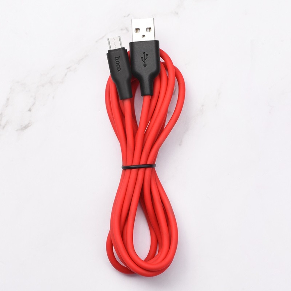 Кабель Hoco X21 Plus, Micro, 1m, 2.4A, Red - 10