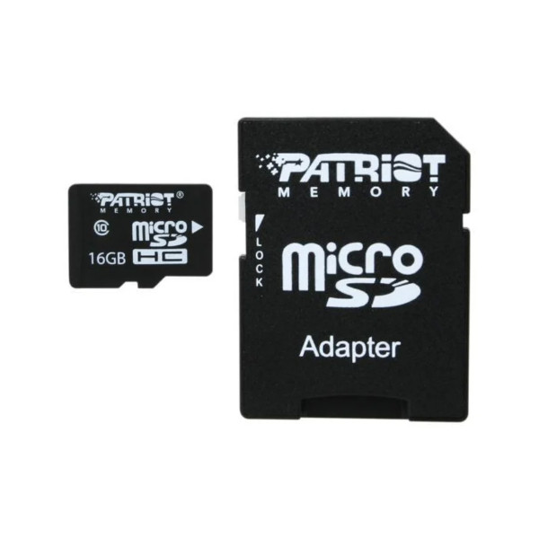 Карта пам'яті Patriot LX Series, 16Gb, micro SDHC UHS-1, class 10, adapter SD - 1