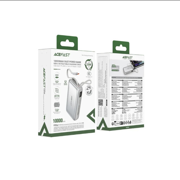 Універсальна мобільна батарея Acefast M32, 35W, Cable Type-C, 10000mAh, Silver - 2