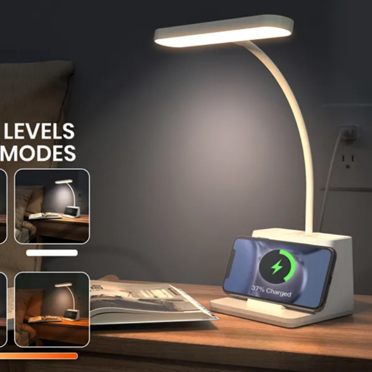 Настільна лампа SD-873W5 LED Flexible, Wireless Charge, White - 4