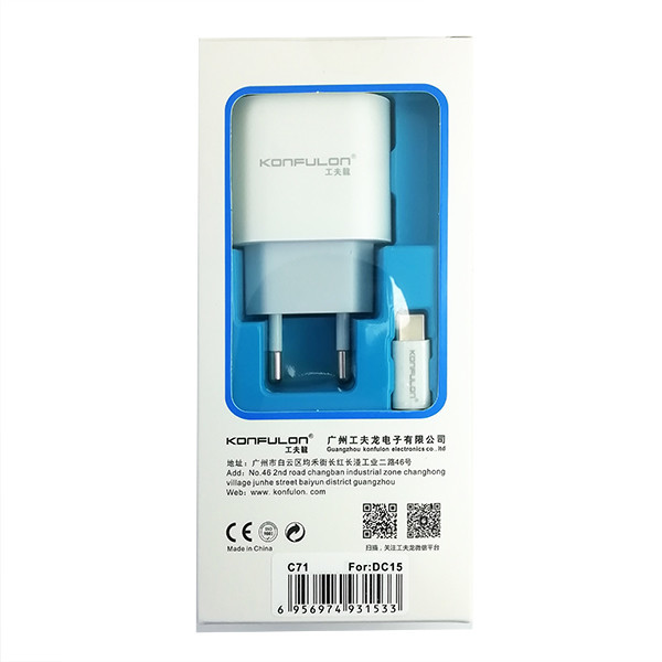 Мережевий зарядний пристрій Konfulon C71, Cable Type-C to Type-C, PD, 20W, White - 2
